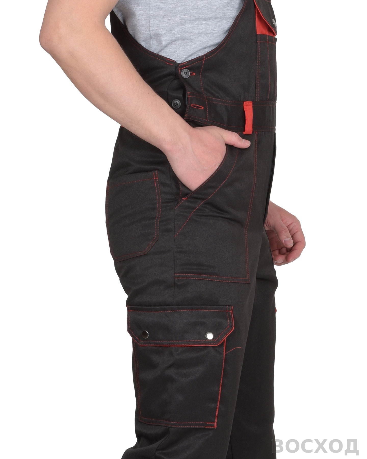 Костюм СИРИУС-ТИТАН куртка, п/к черный с красным с СОП