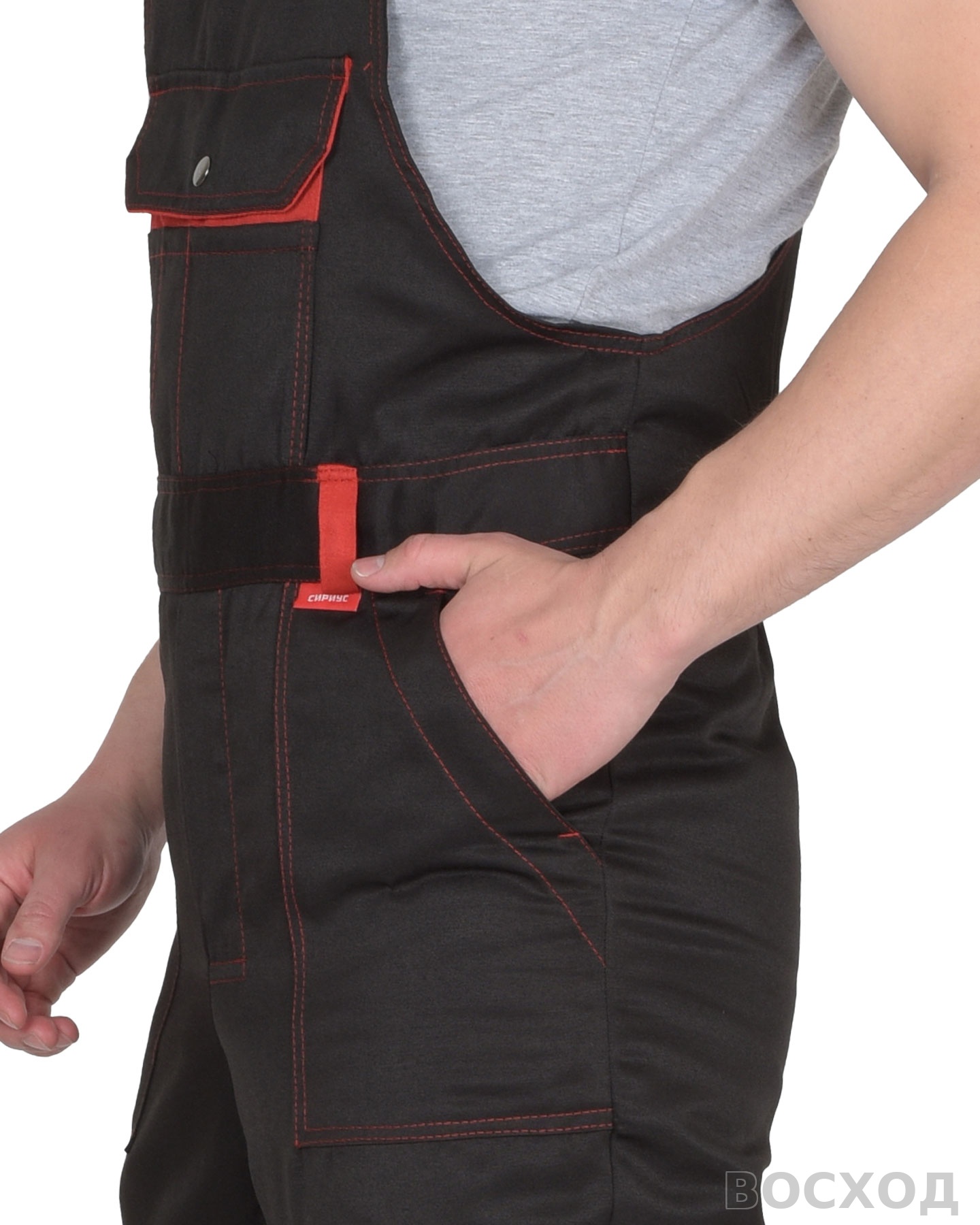 Костюм СИРИУС-ТИТАН куртка, п/к черный с красным с СОП