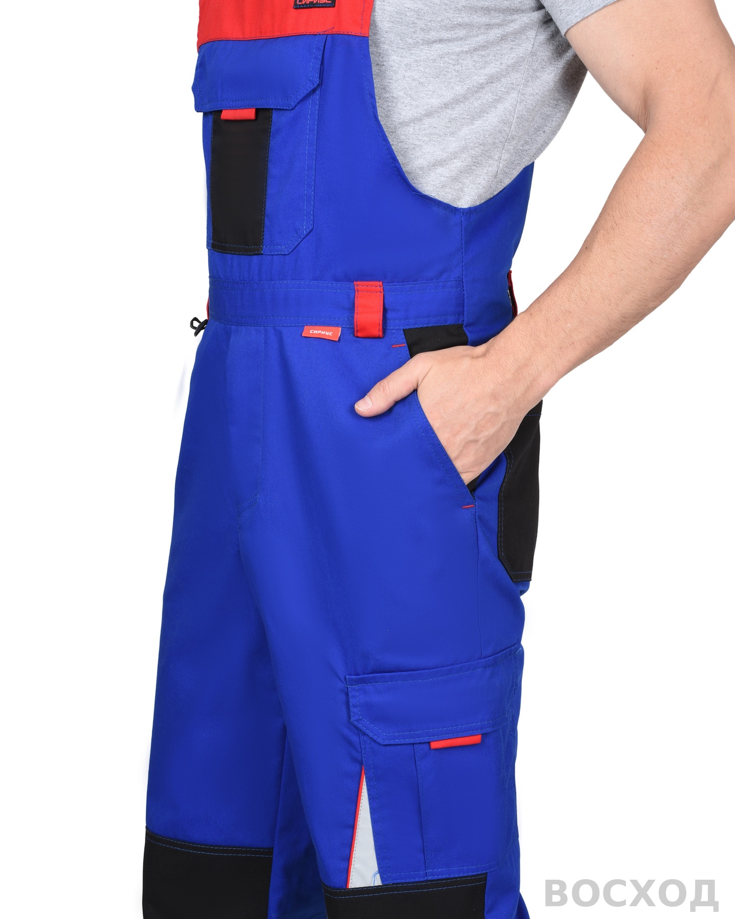 Костюм СИРИУС-СТАН куртка, п/к с красной и черной отделкой