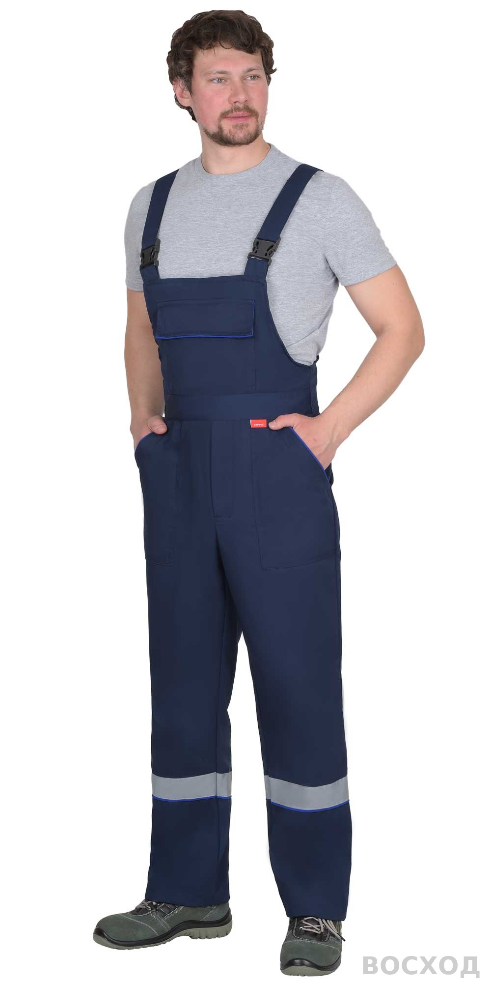 Костюм СИРИУС-МАСТЕР-РОСС куртка кор., п/к, тёмно- с васильковым и СОП