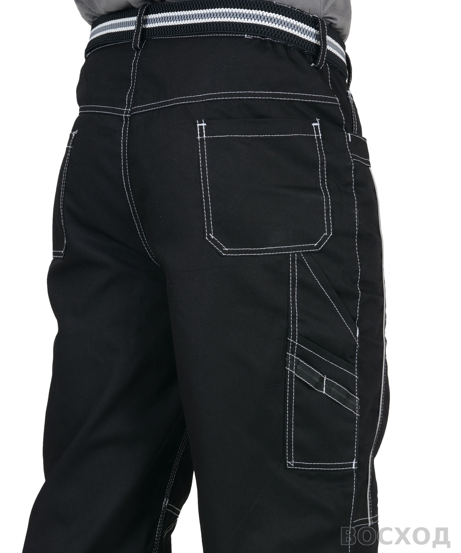 Брюки СИРИУС-ПРЕСТИЖ мужские летние черные, кант СВМ