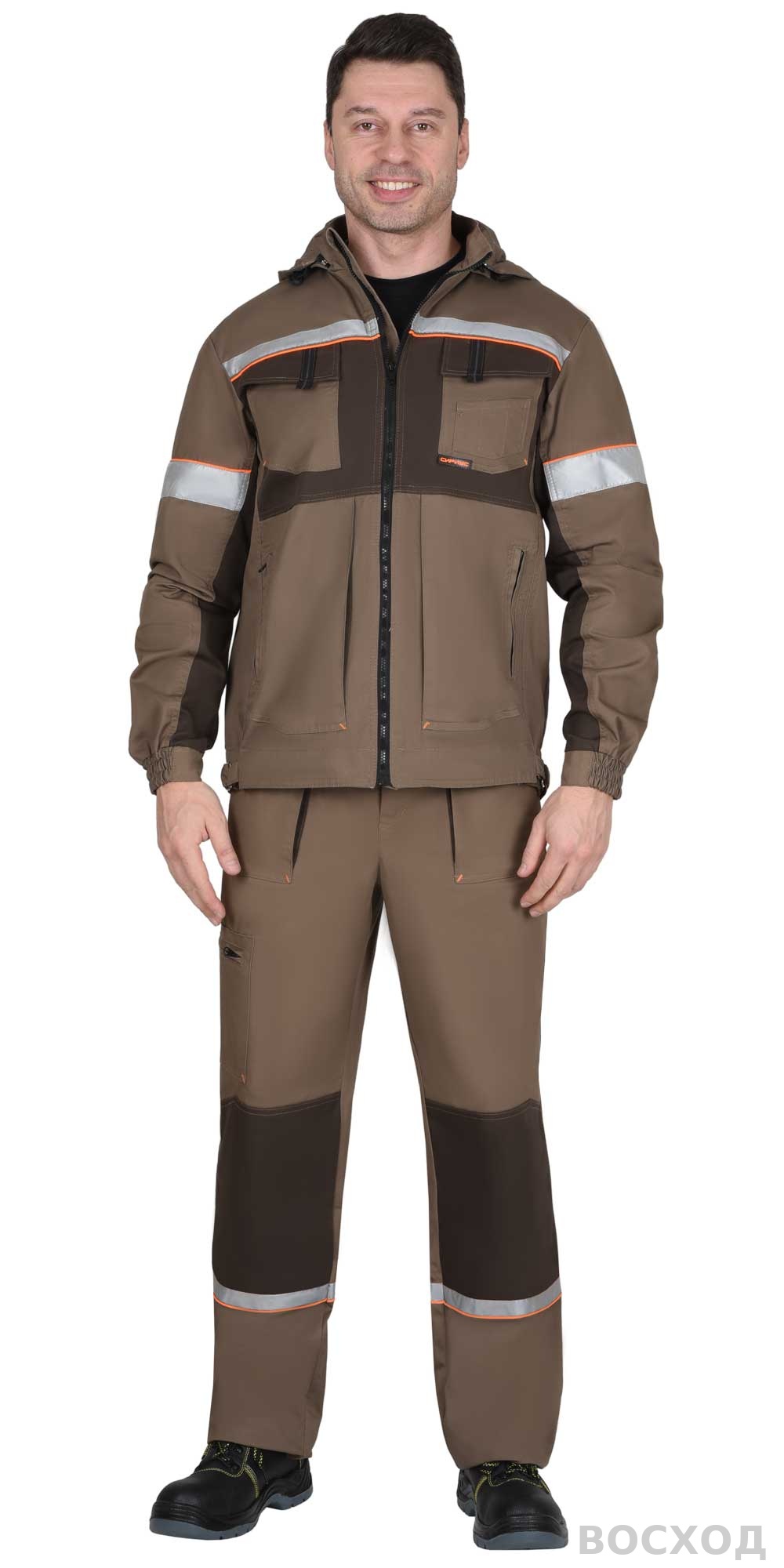 Костюм СИРИУС-РОДОС куртка, брюки, светло- с темно-коричневым