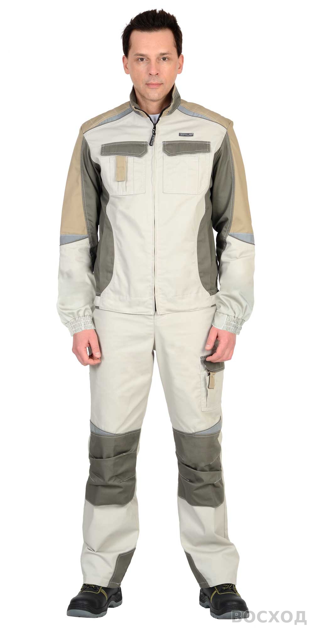 Костюм СИРИУС-КАСПИЙ куртка, п/к, с оливой, песочным и СОП