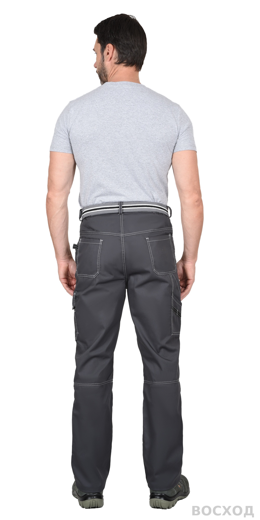 Брюки СИРИУС-ПРЕСТИЖ мужские летние темно-серые, кант СВ