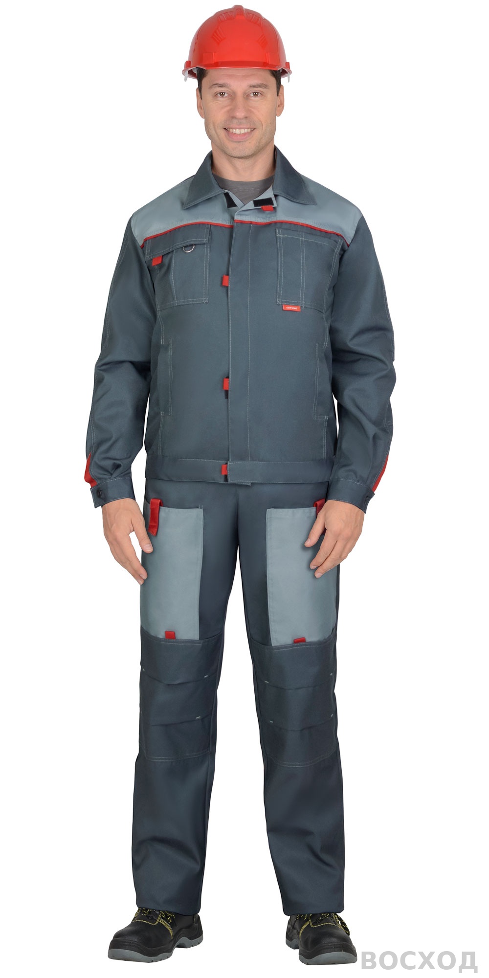 Костюм СИРИУС-ФАВОРИТ-РОСС куртка, п/к, темно- со светло-серым