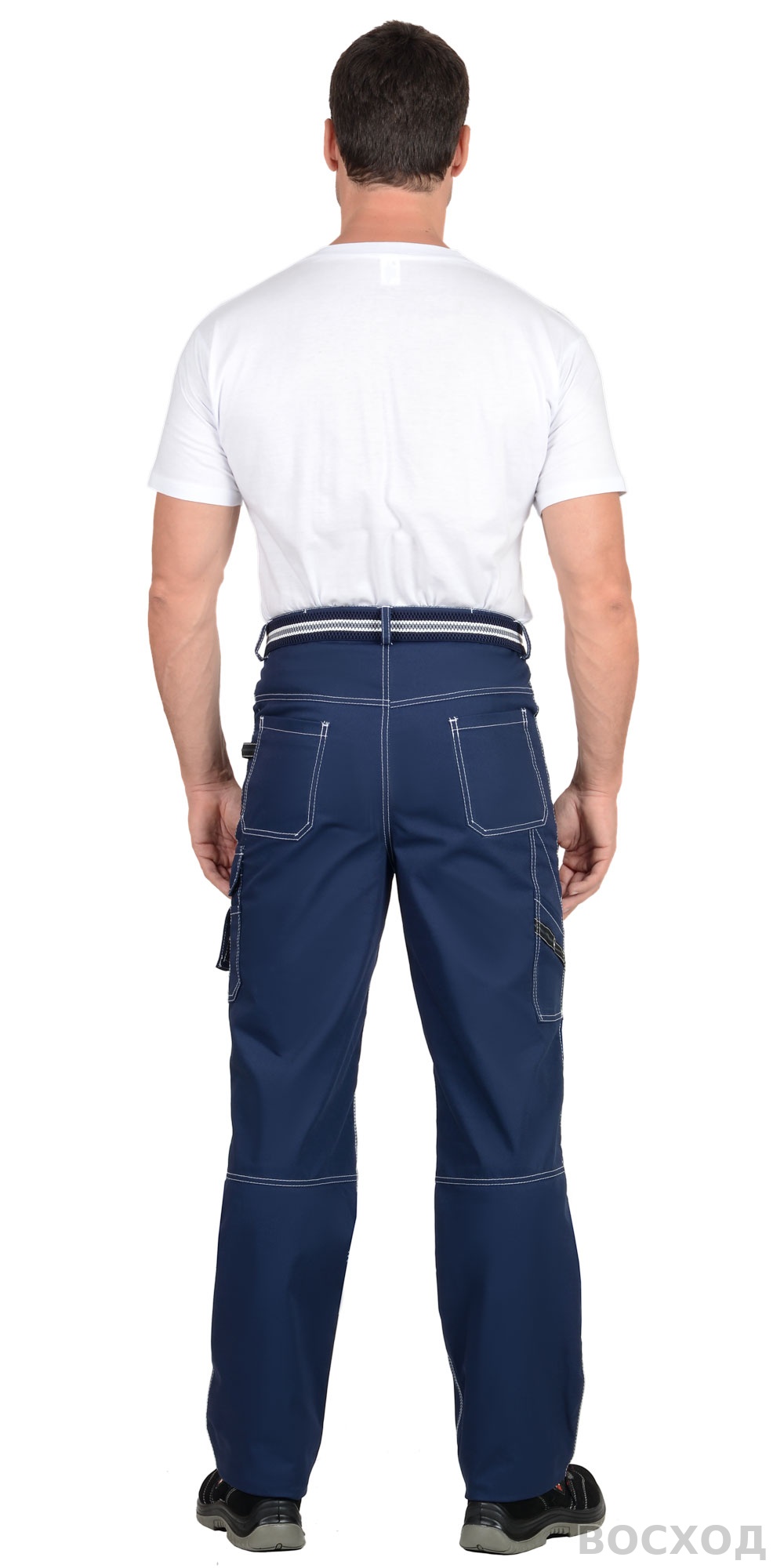 Брюки СИРИУС-ПРЕСТИЖ мужские летние синие, кант СВМ