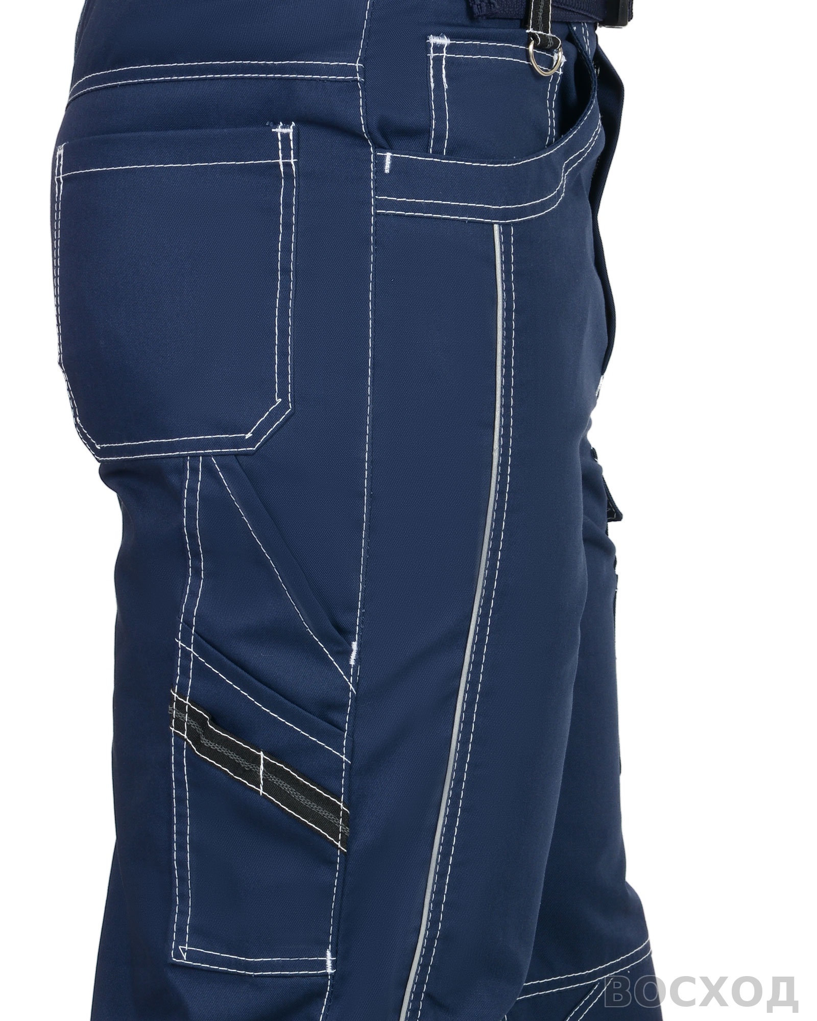 Брюки СИРИУС-ПРЕСТИЖ мужские летние синие, кант СВМ