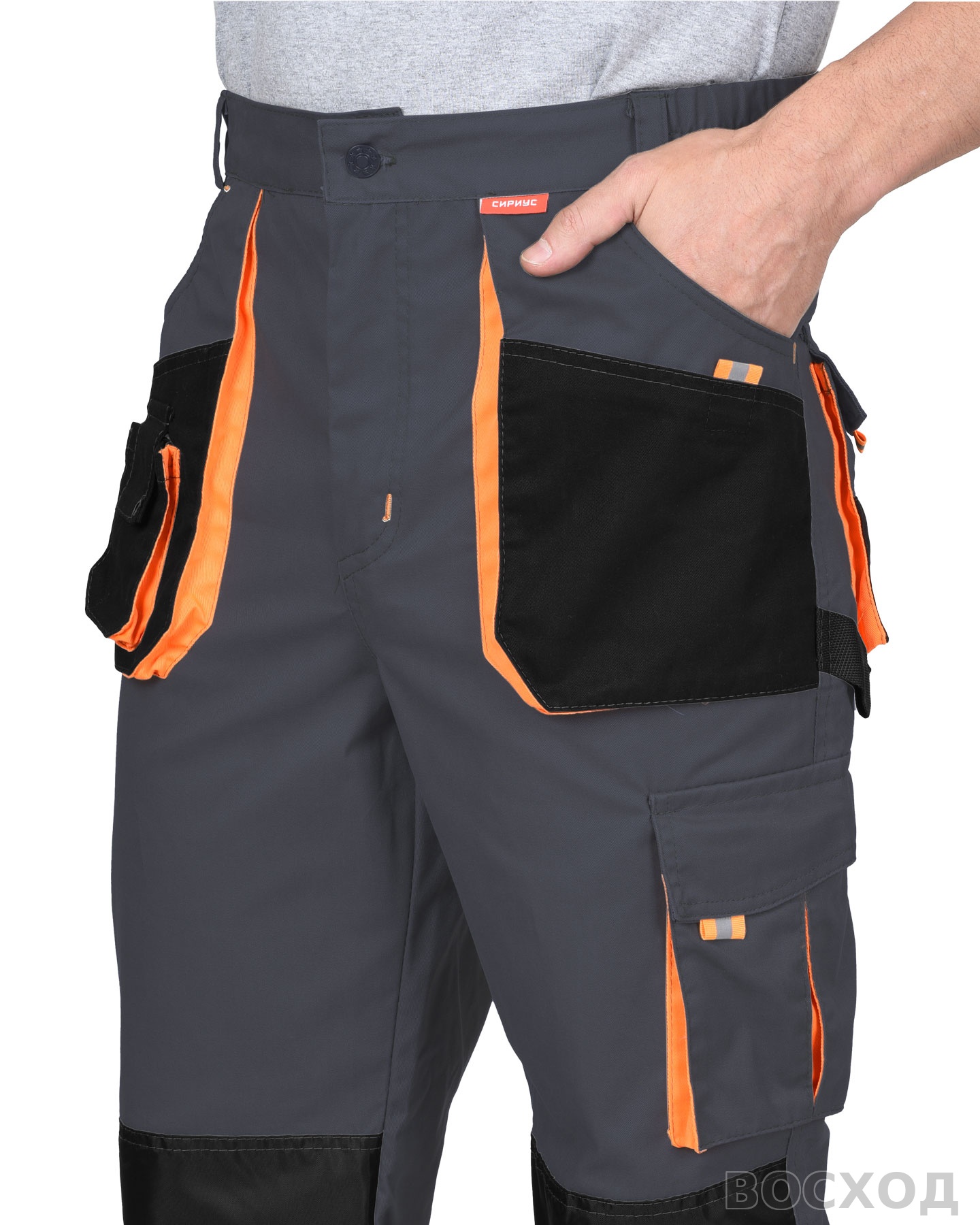 Брюки СИРИУС-МАНХЕТТЕН т. с оранж. и черным тк. стрейч пл. 250 г/кв.м