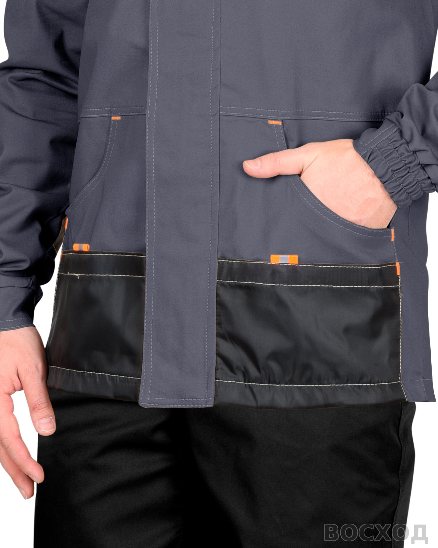 Куртка СИРИУС-МАНХЕТТЕН т. с оранж. и черным тк. стрейч пл. 250 г/кв.м