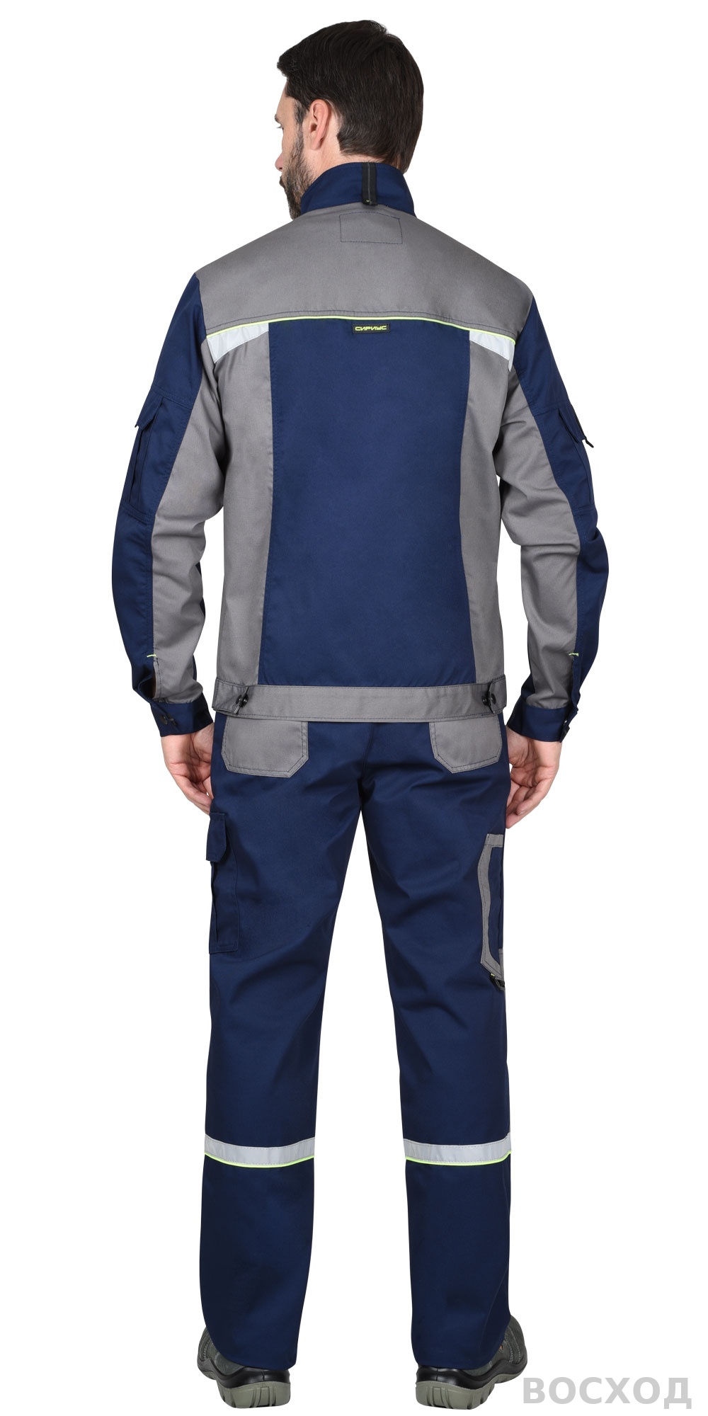 Костюм СИРИУС-СТАН куртка кор., п/к со ср.серым и лимонным