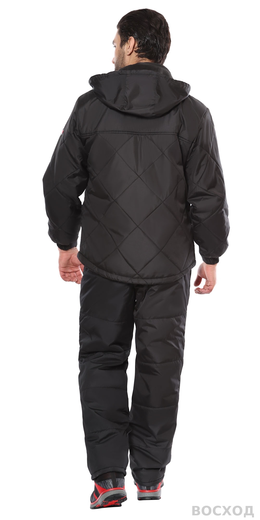 Куртка СИРИУС-ПРАГА-Люкс удлиненная с капюшоном, черный