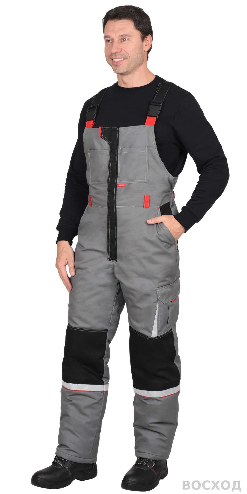 Костюм СИРИУС-СТАН куртка, п/к, с черной и красной отделкой