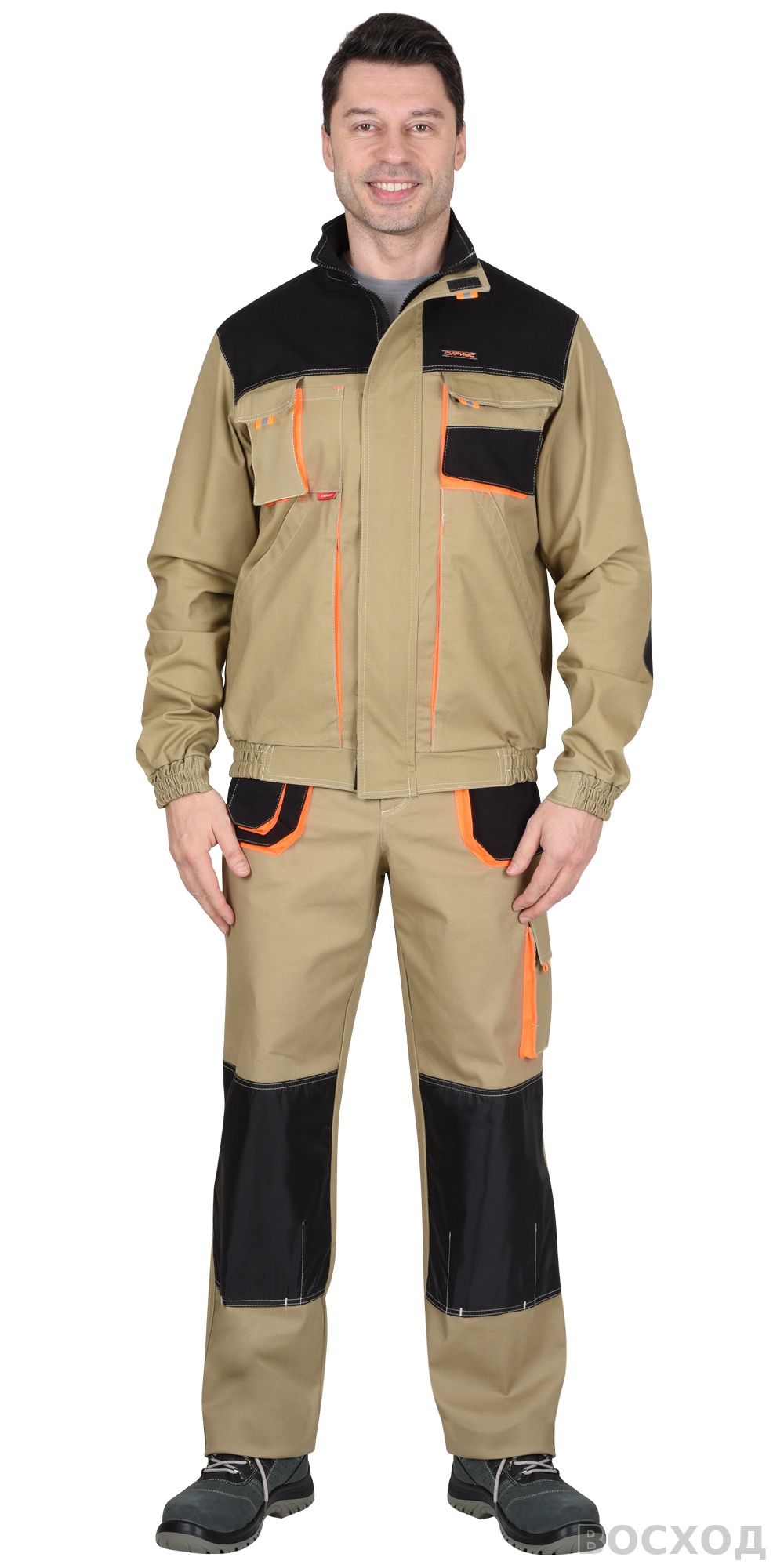 Куртка СИРИУС-МАНХЕТТЕН с оранж. и черным тк. мех. стрейч пл. 250г/кв.м