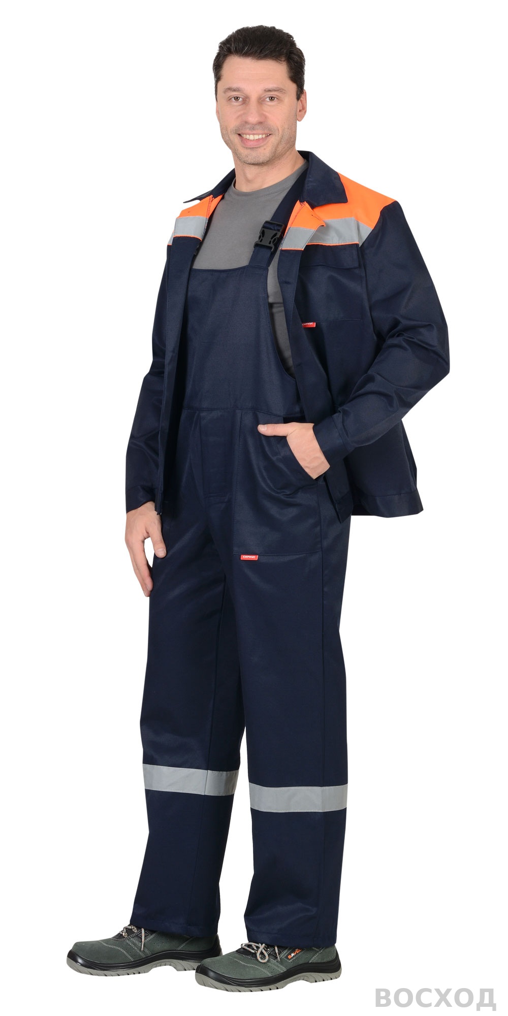 Костюм СИРИУС-СТРОЙГРАД куртка, п/к т. с оранжевым СОП 50мм