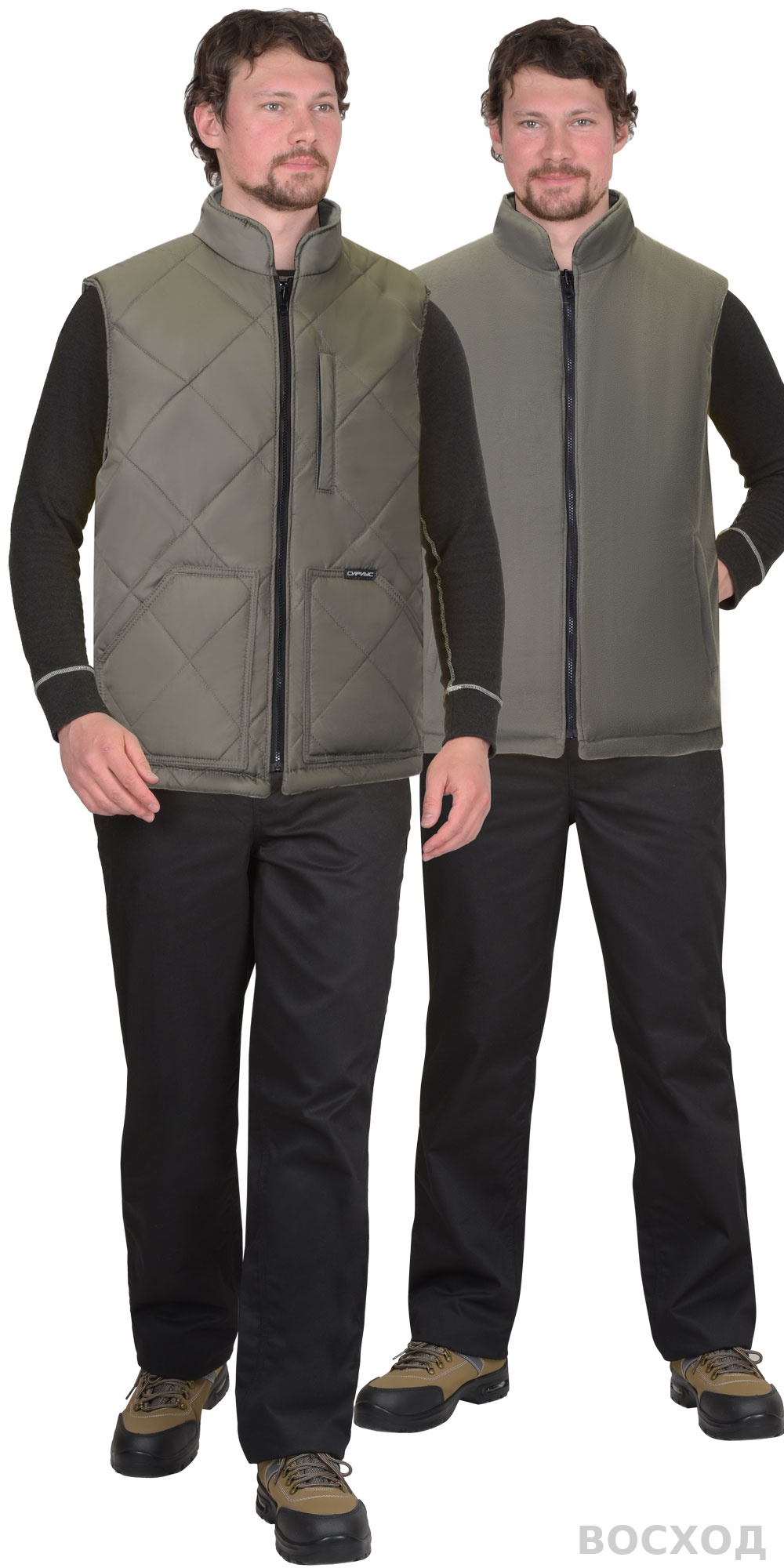 Жилет утепленный СИРИУС-ЕВРОПА двухсторонний с флисом хаки