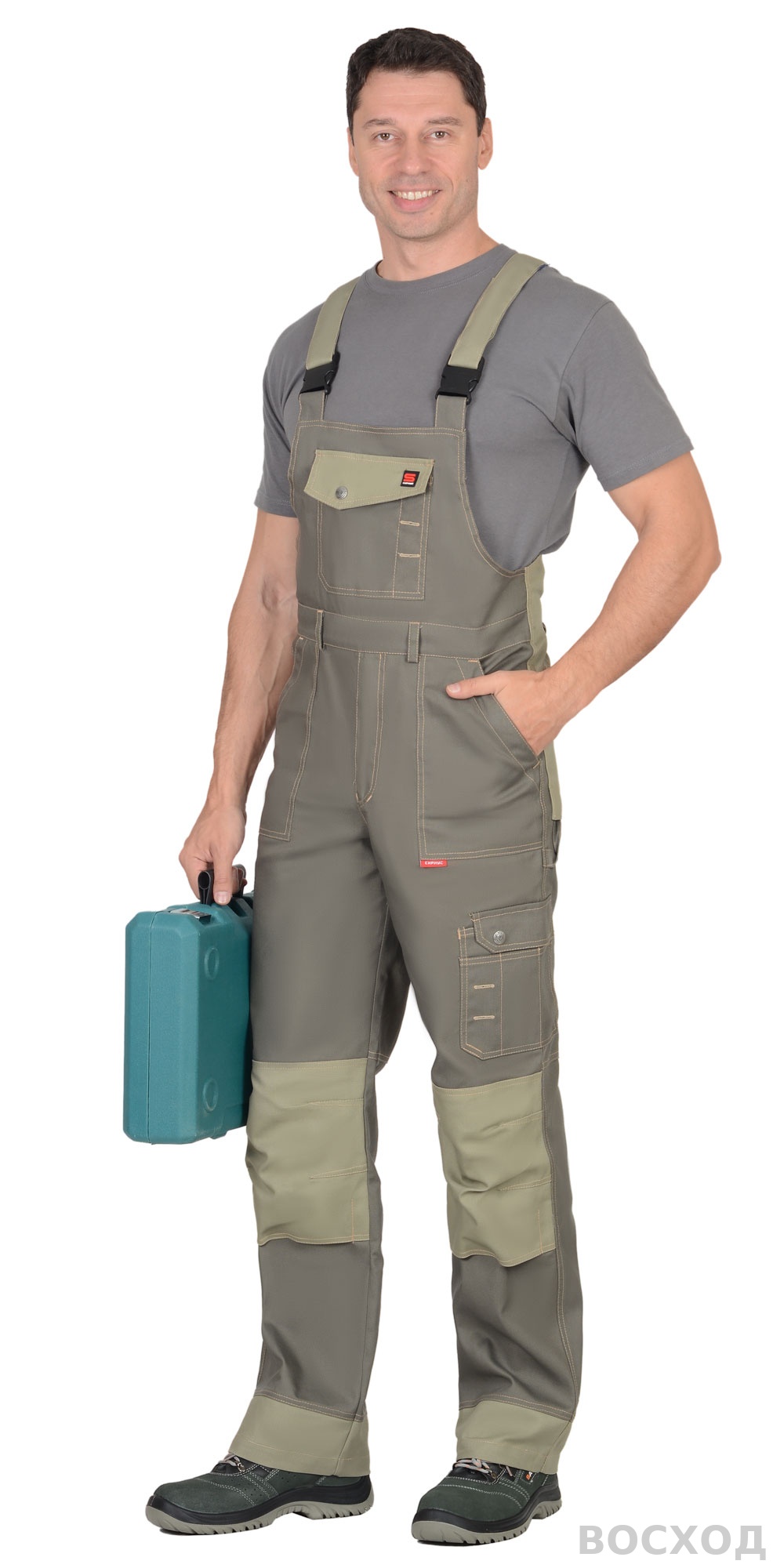 Костюм СИРИУС-ВЕСТ-ВОРК куртка кор., п/к т. со св.оливковым пл. 275 г/кв.м