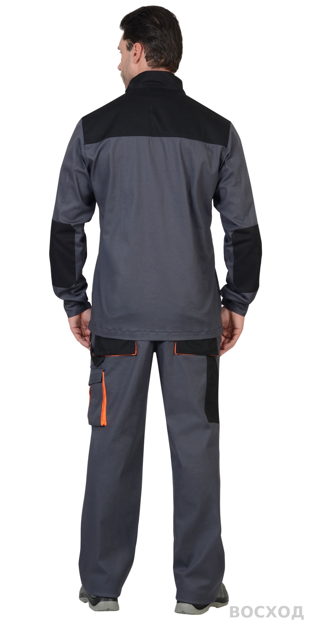 Костюм СИРИУС-МАНХЕТТЕН куртка дл., брюки т. с оранж. и черным тк. стрейч пл. 250 г/кв.м