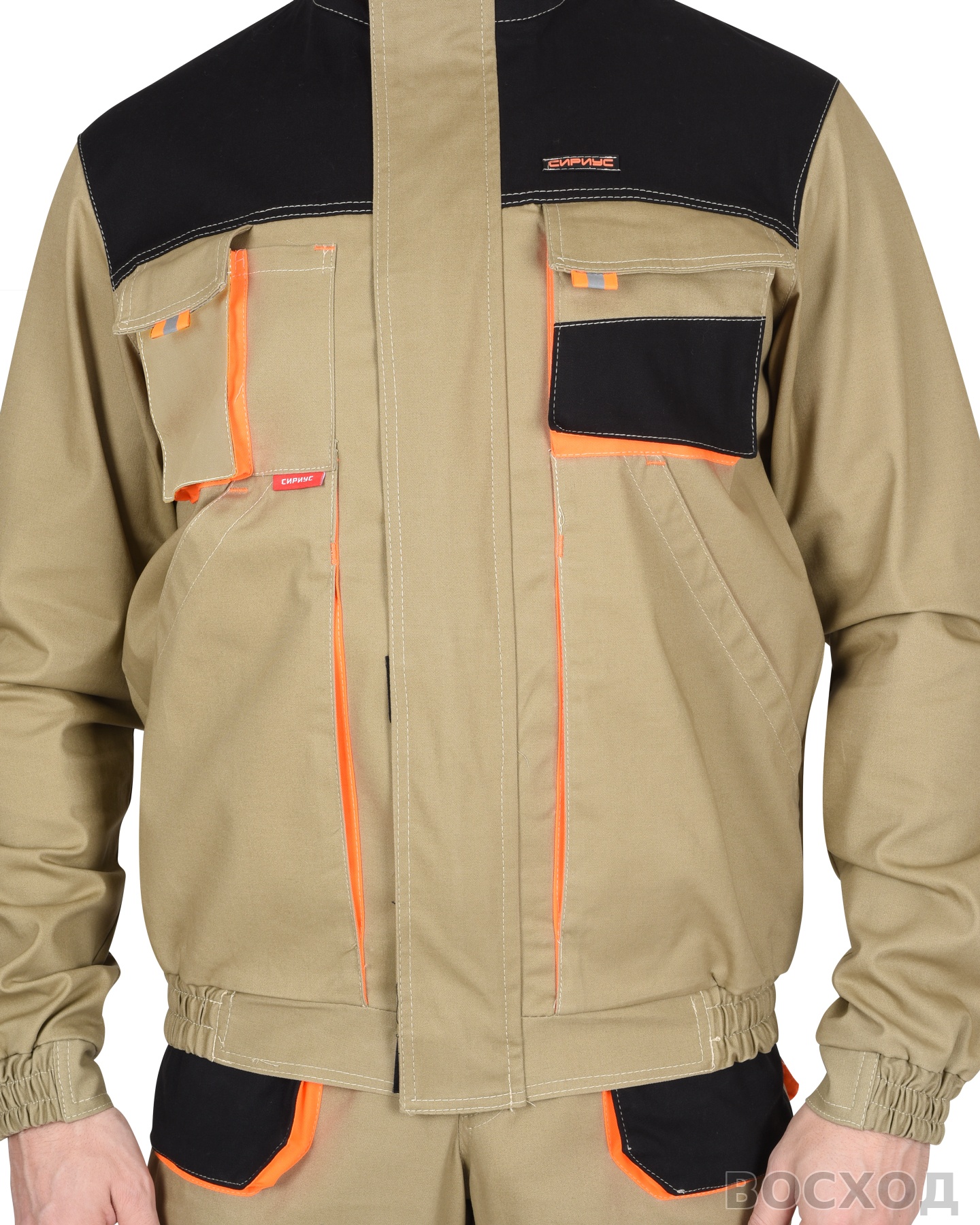 Костюм СИРИУС-МАНХЕТТЕН куртка, п/к с оранж. и черным тк. мех. стрейч пл. 250г/кв.м