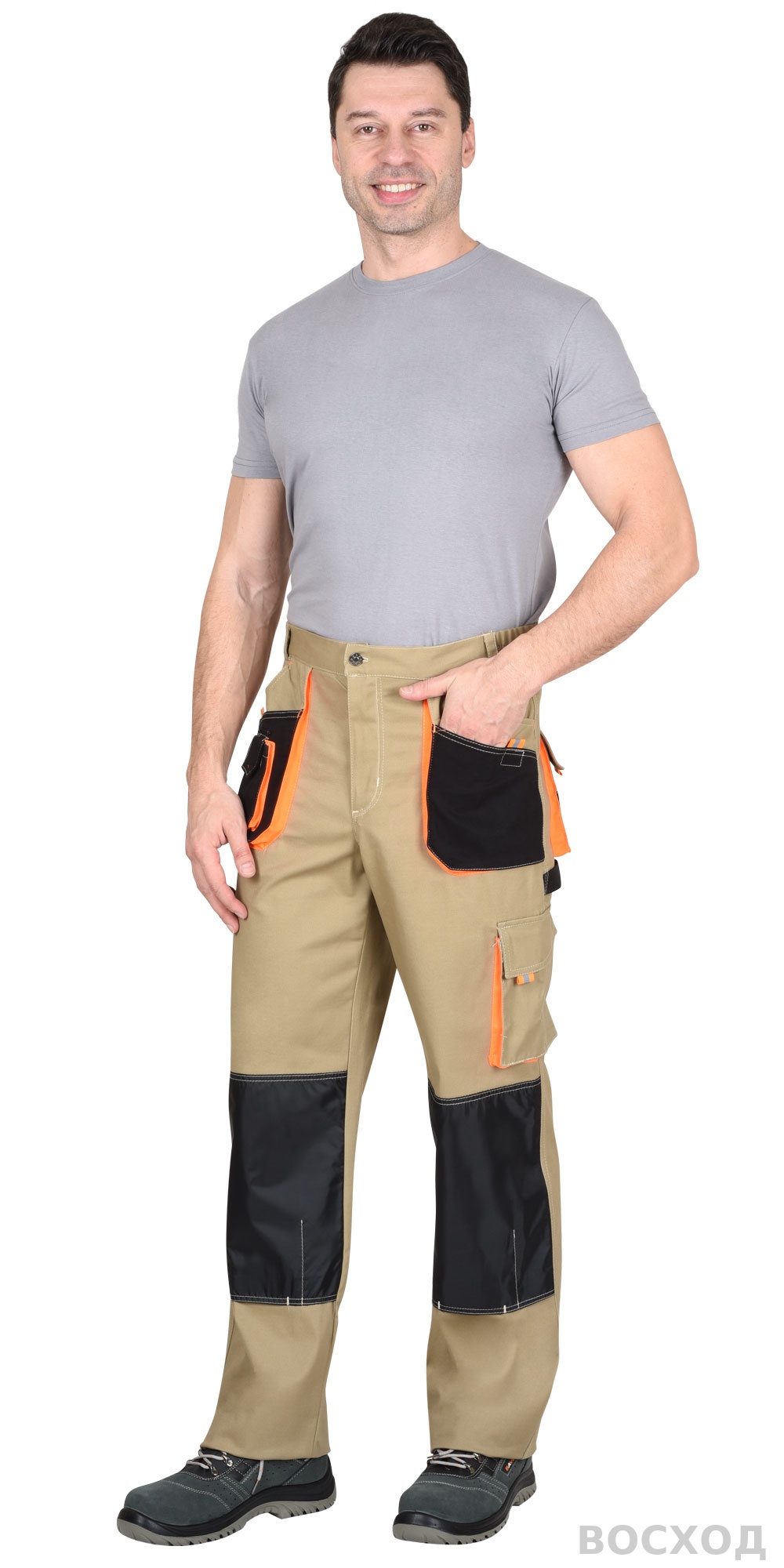 Костюм СИРИУС-МАНХЕТТЕН куртка, брюки с оранж. и черным тк. мех. стрейч пл. 250г/кв.м