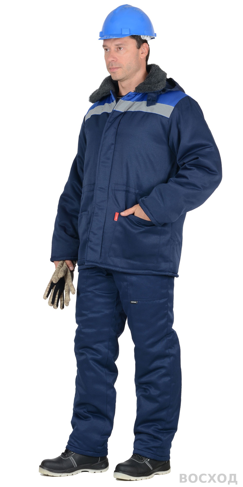 Костюм СИРИУС-БРИГАДИР куртка, брюки, с васильковым и СОП