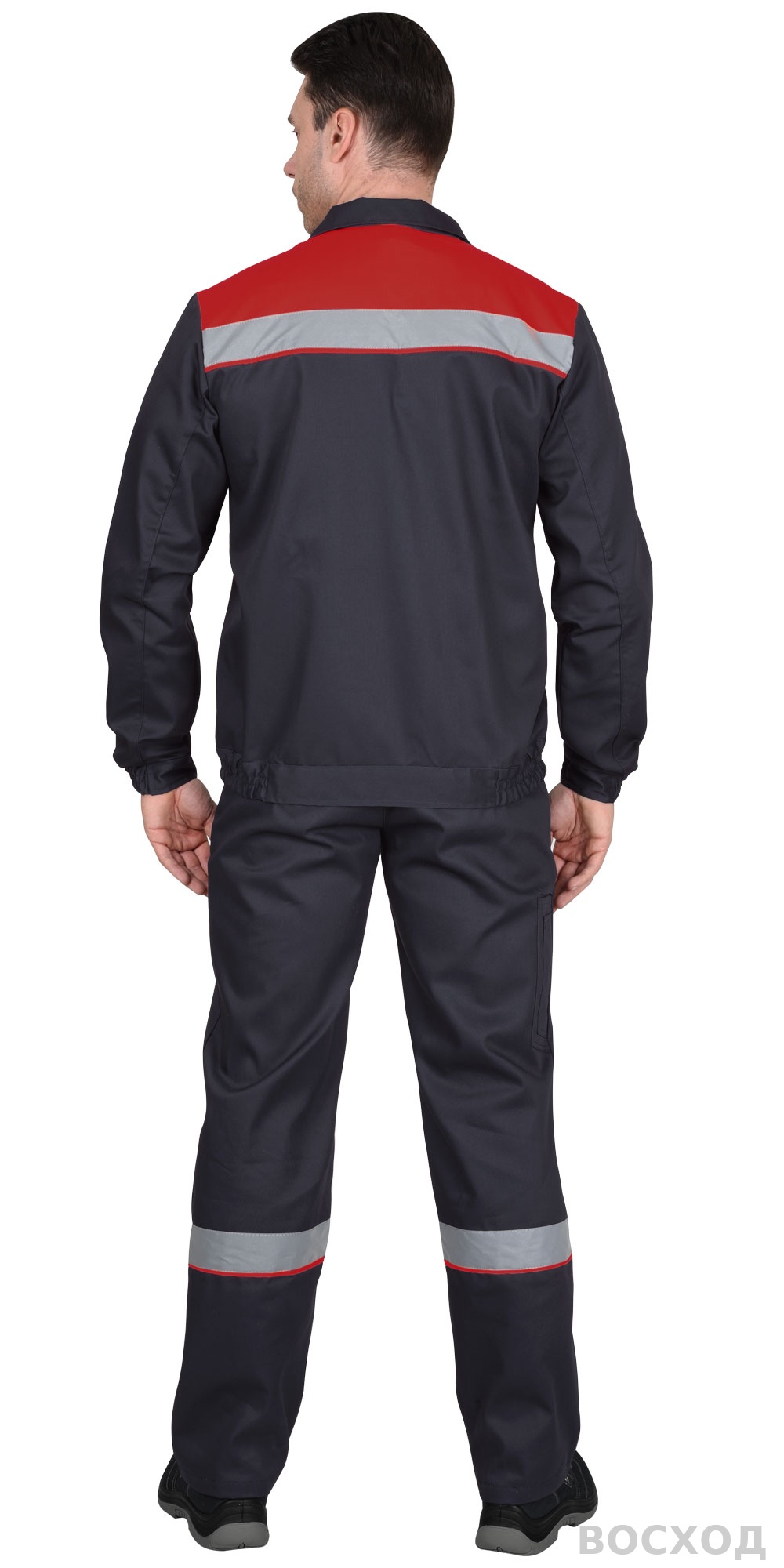 Костюм СИРИУС-МАСТЕР летний: куртка, полукомбинезон, темно- с красной отделкой