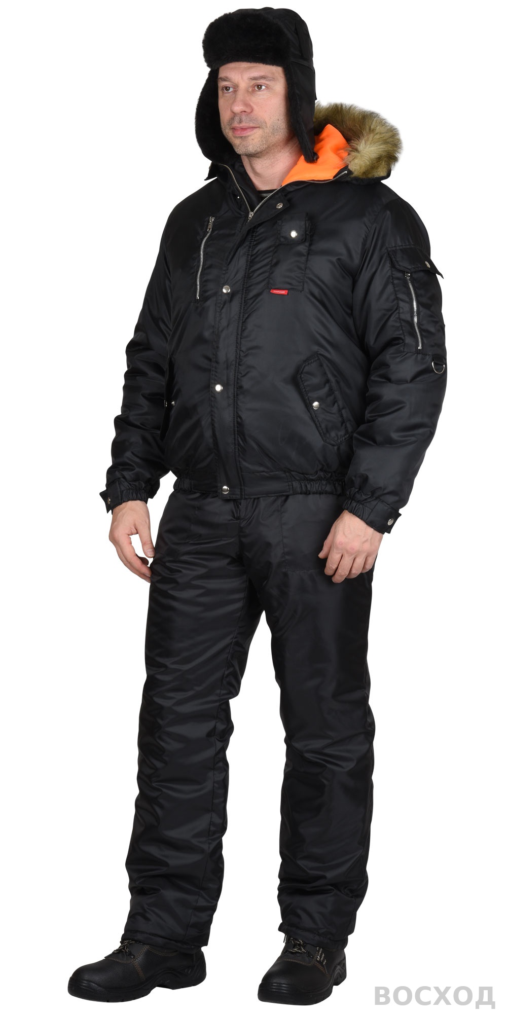 Шапка-ушанка СИРИУС-ЕВРО черная (тк. Оксфорд)