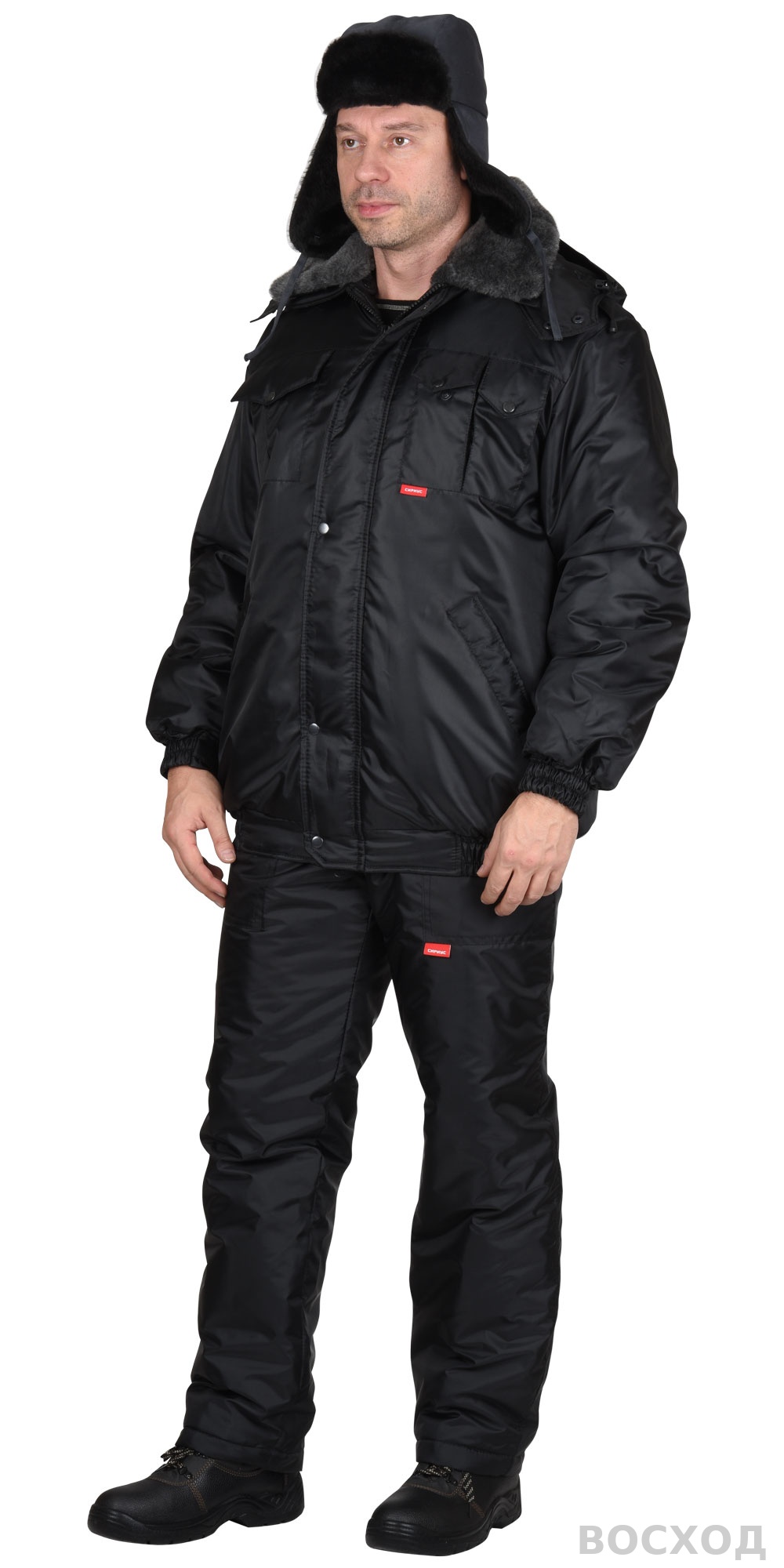 Шапка-ушанка СИРИУС-ЛЮКС т.серая (тк. смесовая)