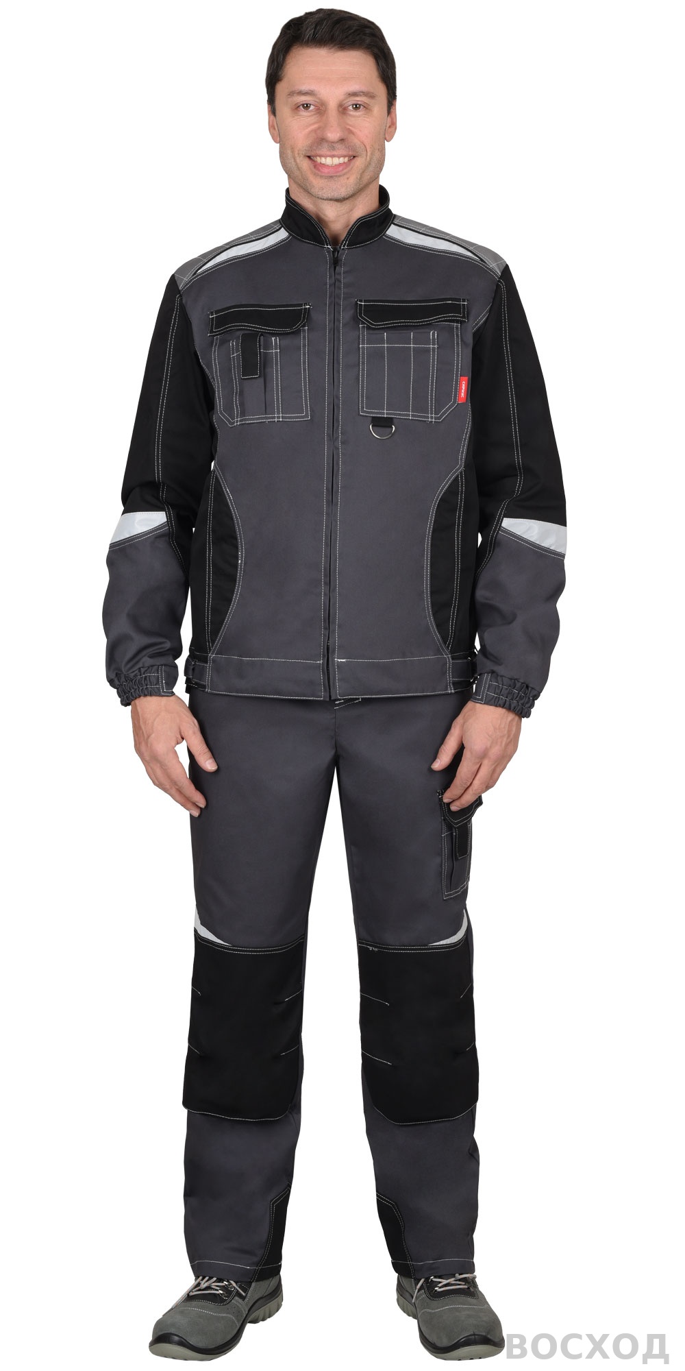 Куртка СИРИУС-ФАВОРИТ-МЕГА темно-серая с черным