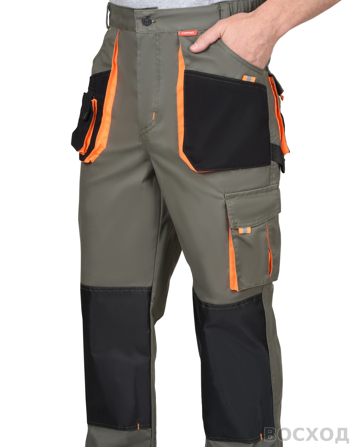 Брюки СИРИУС-МАНХЕТТЕН с оранжевым и чер. тк. мех. стрейч пл 260 г/кв.м