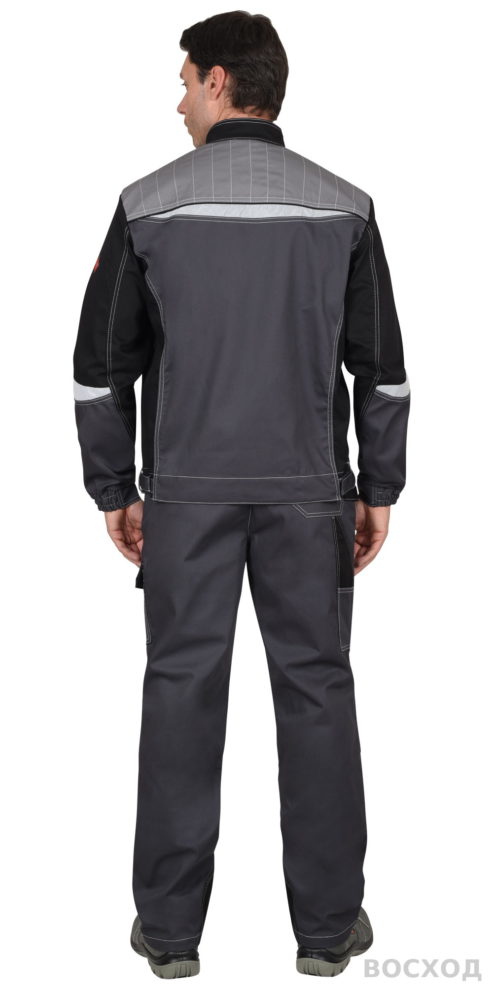 Костюм СИРИУС-ФАВОРИТ-МЕГА мужской летний, куртка и брюки, с черным, СОП