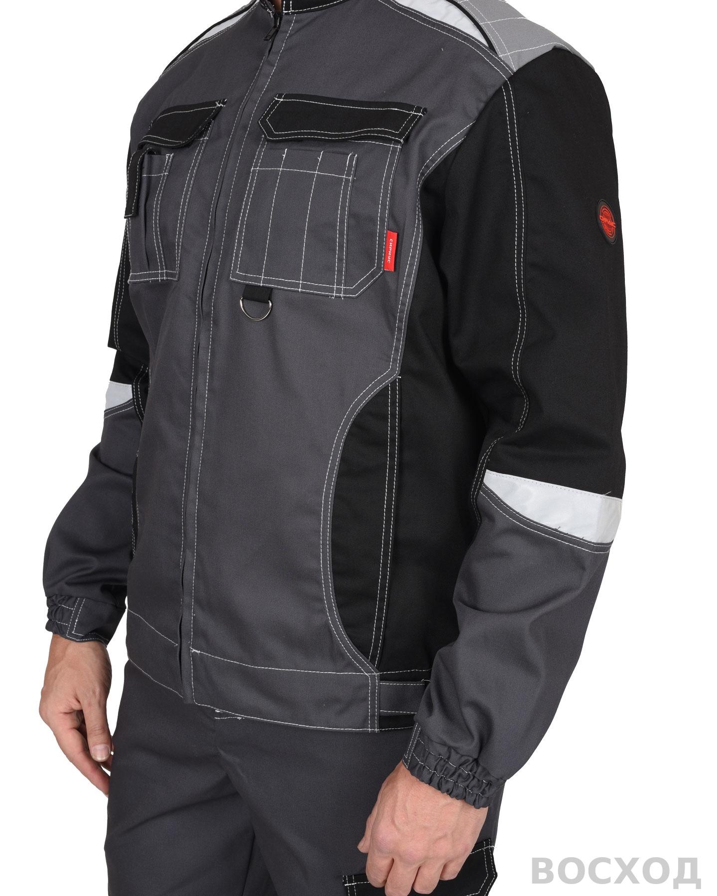 Костюм СИРИУС-ФАВОРИТ-МЕГА мужской летний, куртка и брюки, с черным, СОП