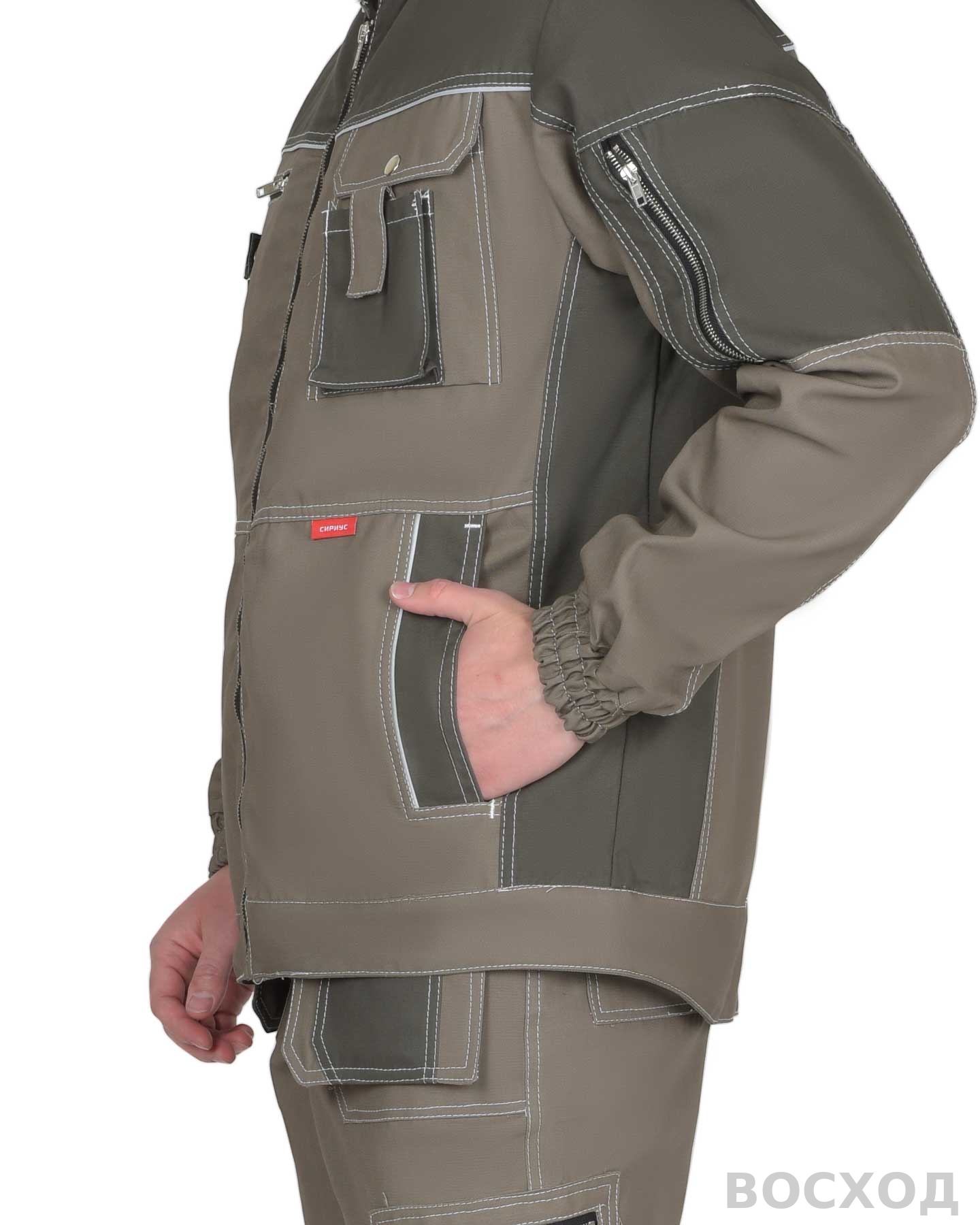 Костюм СИРИУС-ТОКИО куртка, брюки т. песочный с хаки 100%х/б пл. 265 г/кв.м