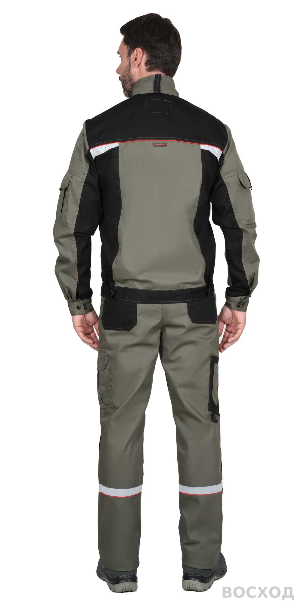 Костюм СИРИУС-СТАН куртка, брюки с черной и красной отделкой