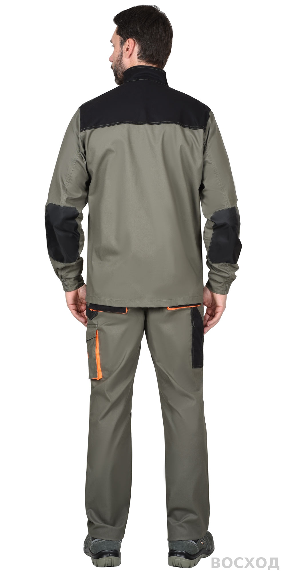 Костюм СИРИУС-МАНХЕТТЕН куртка, брюки с оранжевым и чер. тк. мех. стрейч пл 260 г/кв.м