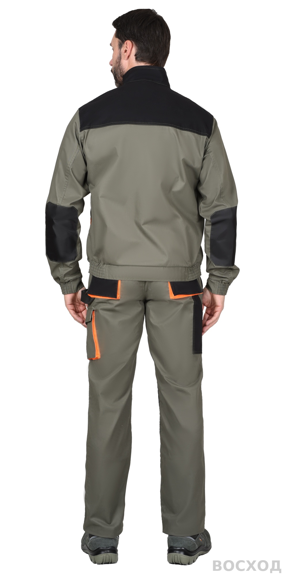 Костюм СИРИУС-МАНХЕТТЕН куртка кор., п/к с оранжевым и чер. тк. мех. стрейч пл 260 г/кв