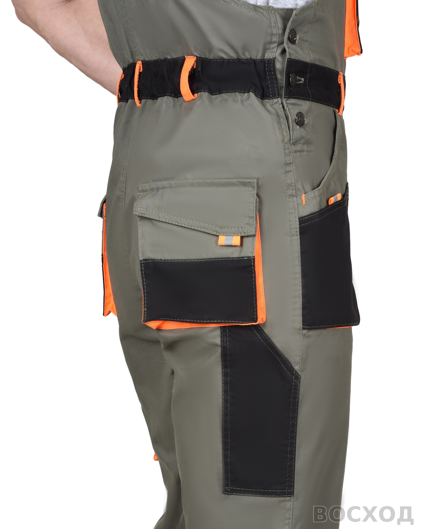 Костюм СИРИУС-МАНХЕТТЕН куртка кор., п/к с оранжевым и чер. тк. мех. стрейч пл 260 г/кв