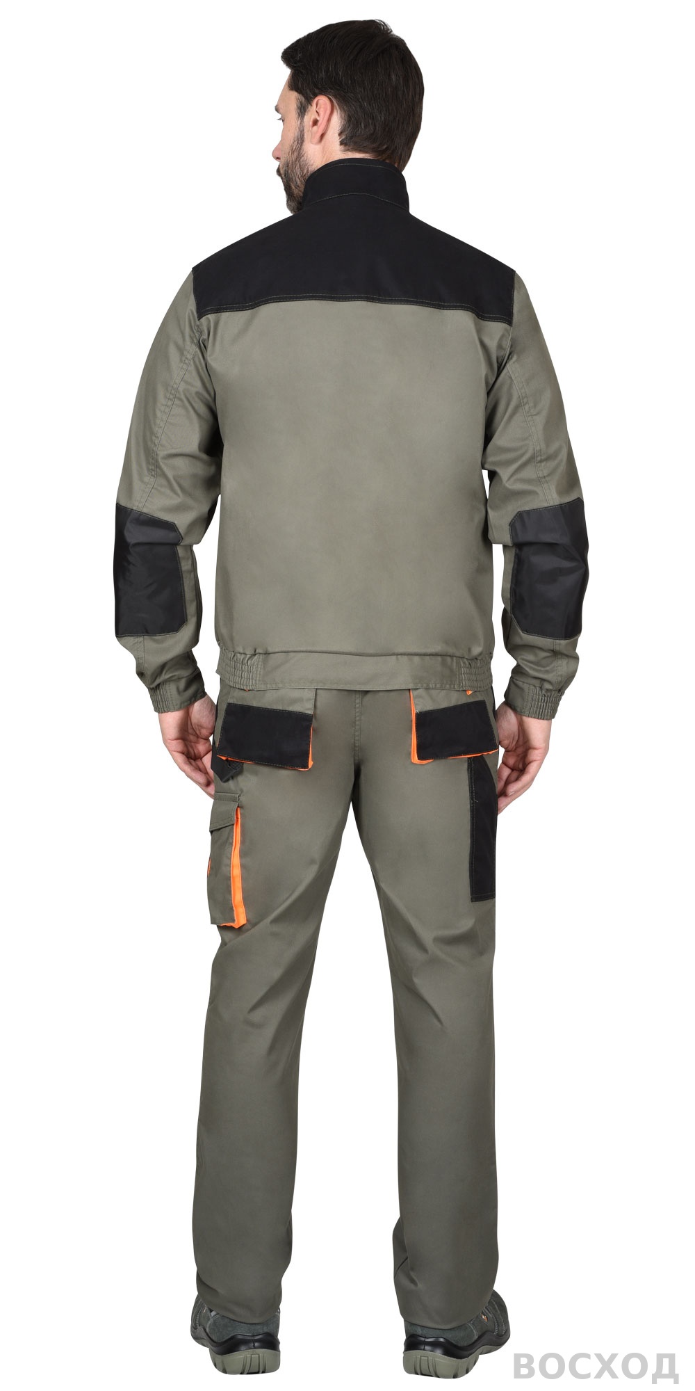 Костюм СИРИУС-МАНХЕТТЕН куртка. брюки с оранжевым и чер. тк. мех. стрейч пл 260 г/кв.м