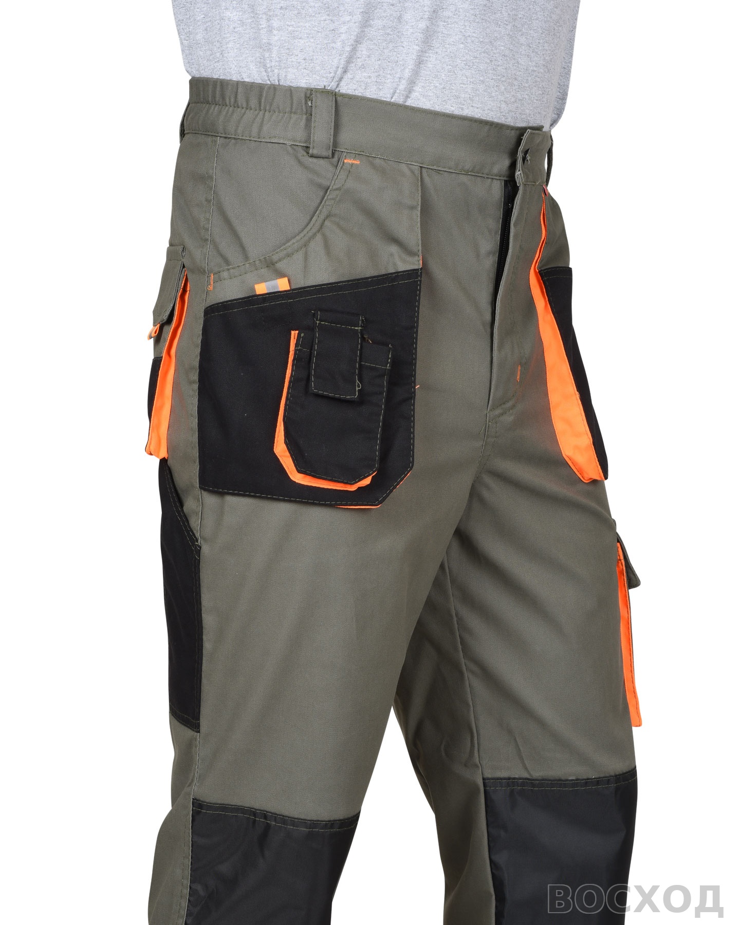 Костюм СИРИУС-МАНХЕТТЕН куртка. брюки с оранжевым и чер. тк. мех. стрейч пл 260 г/кв.м