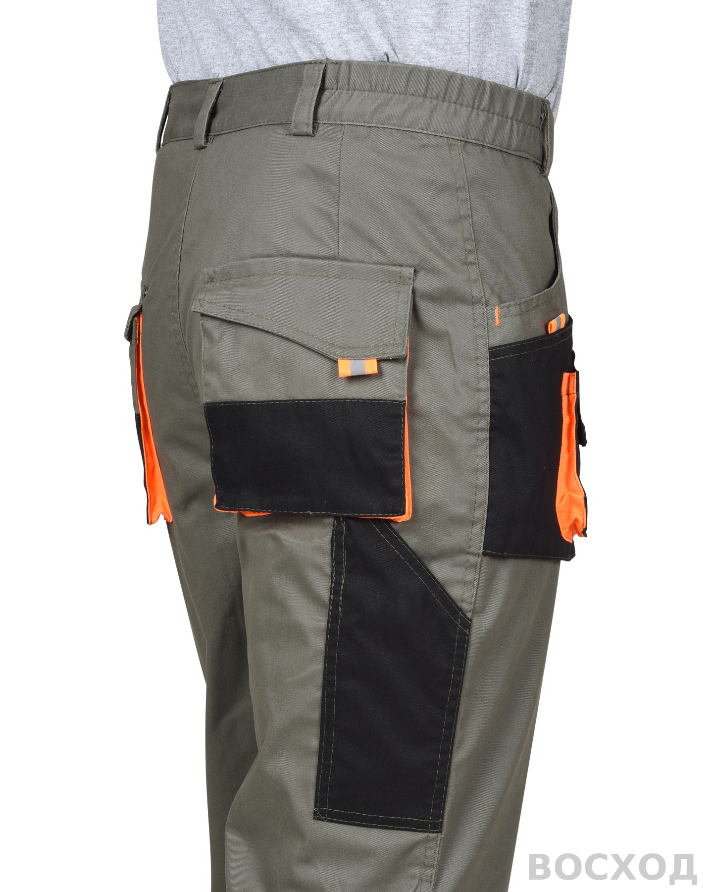 Костюм СИРИУС-МАНХЕТТЕН куртка. брюки с оранжевым и чер. тк. мех. стрейч пл 260 г/кв.м