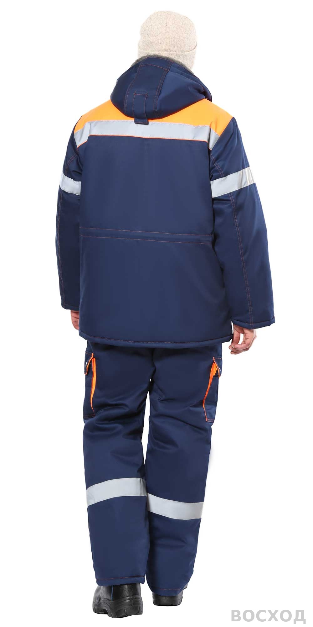 Костюм СИРИУС-ЛИДЕР-М куртка дл., п/к с оранжевым, мех. воротник, СОП