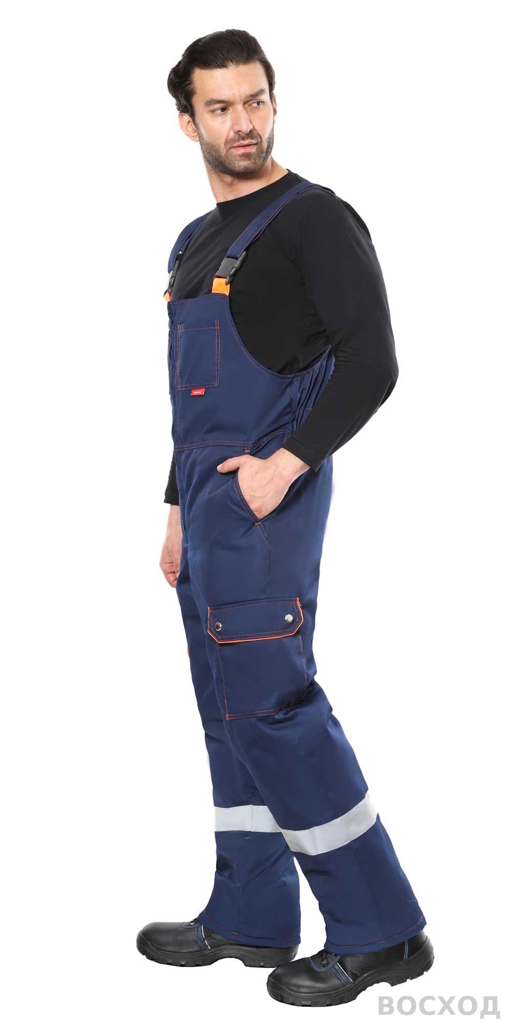 Костюм СИРИУС-ЛИДЕР-М куртка дл., п/к с оранжевым, мех. воротник, СОП