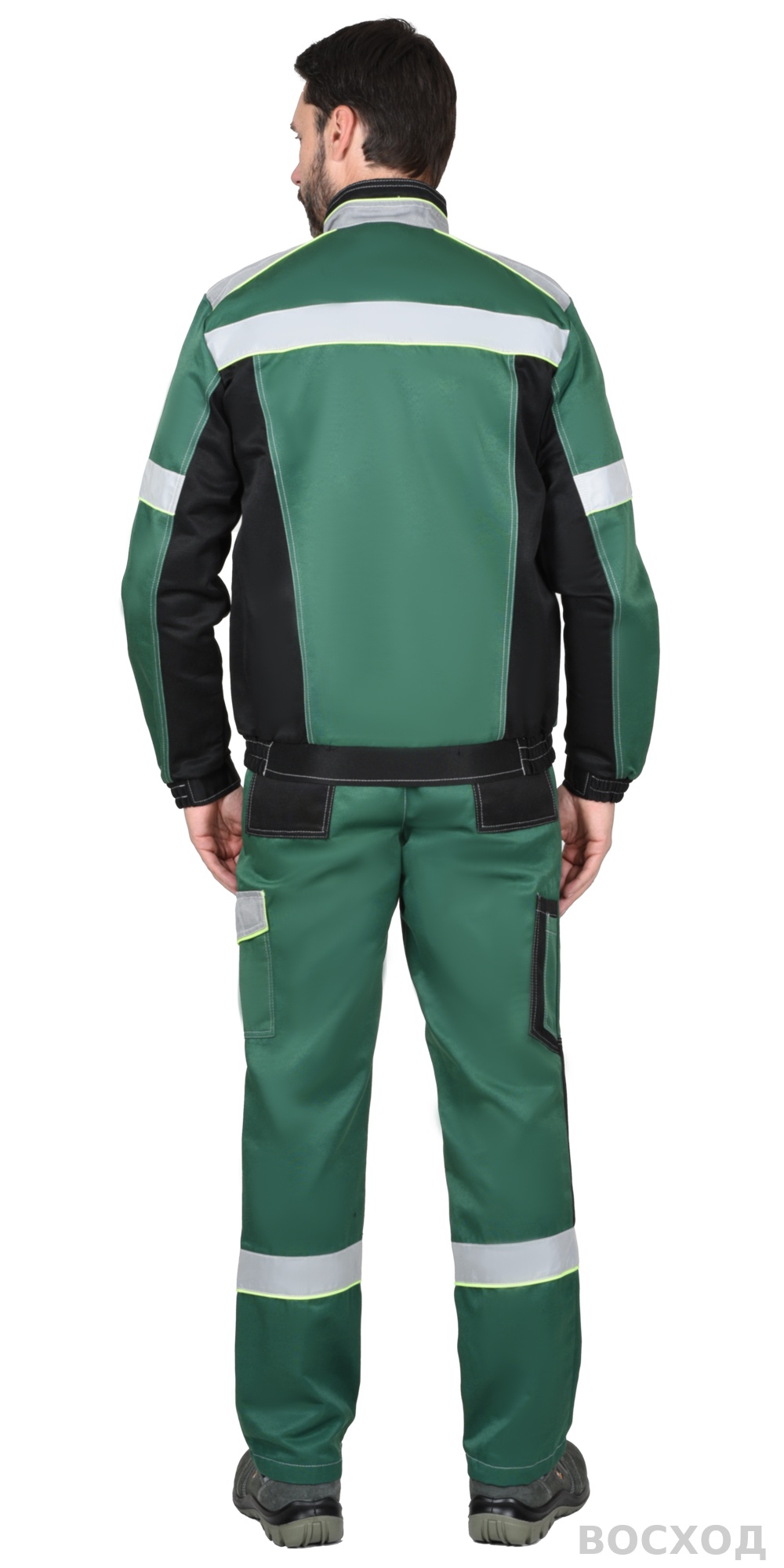 Костюм СИРИУС-ПОЛИНОМ муж., кур. кор., п/к. с черным и св.серым и СОП 50мм