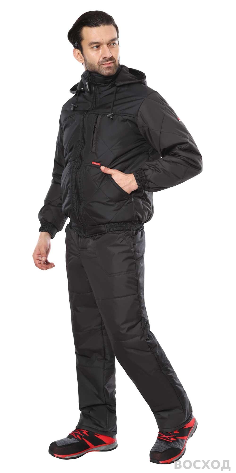 Куртка СИРИУС-ПРАГА-ЛЮКС короткая с капюшоном, черная