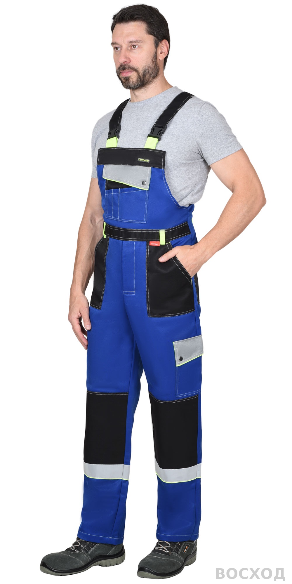 Костюм СИРИУС-ПОЛИНОМ куртка, п/к василек с черным и СОП 50 мм