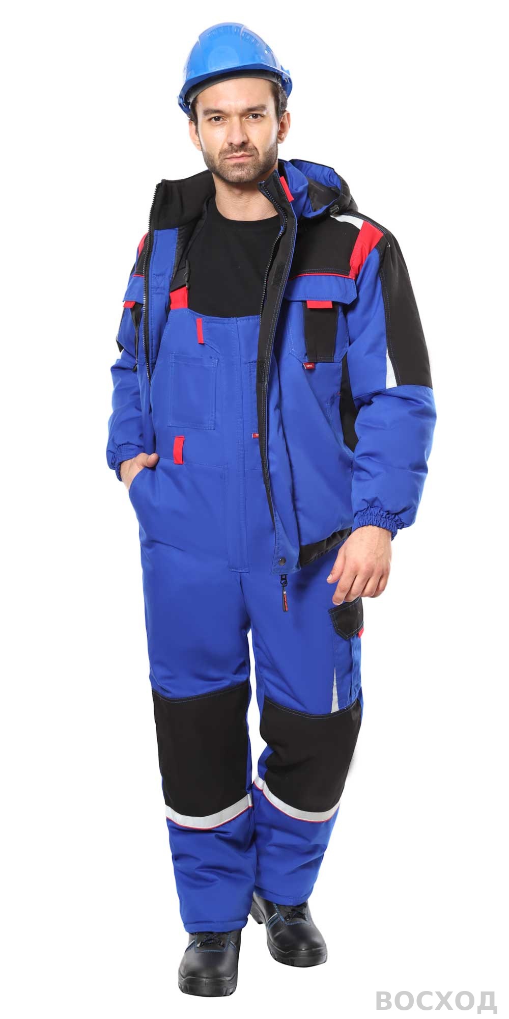 Костюм СИРИУС-СТАН зимний: куртка, п/к с черным и красным