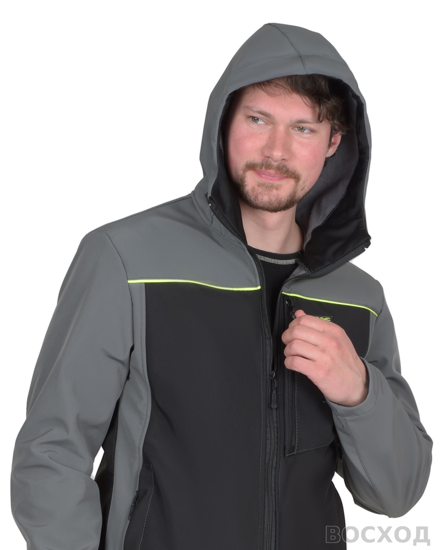 Куртка СИРИУС-СПРИНТЕР СОФТ удлиненная, черная с серым