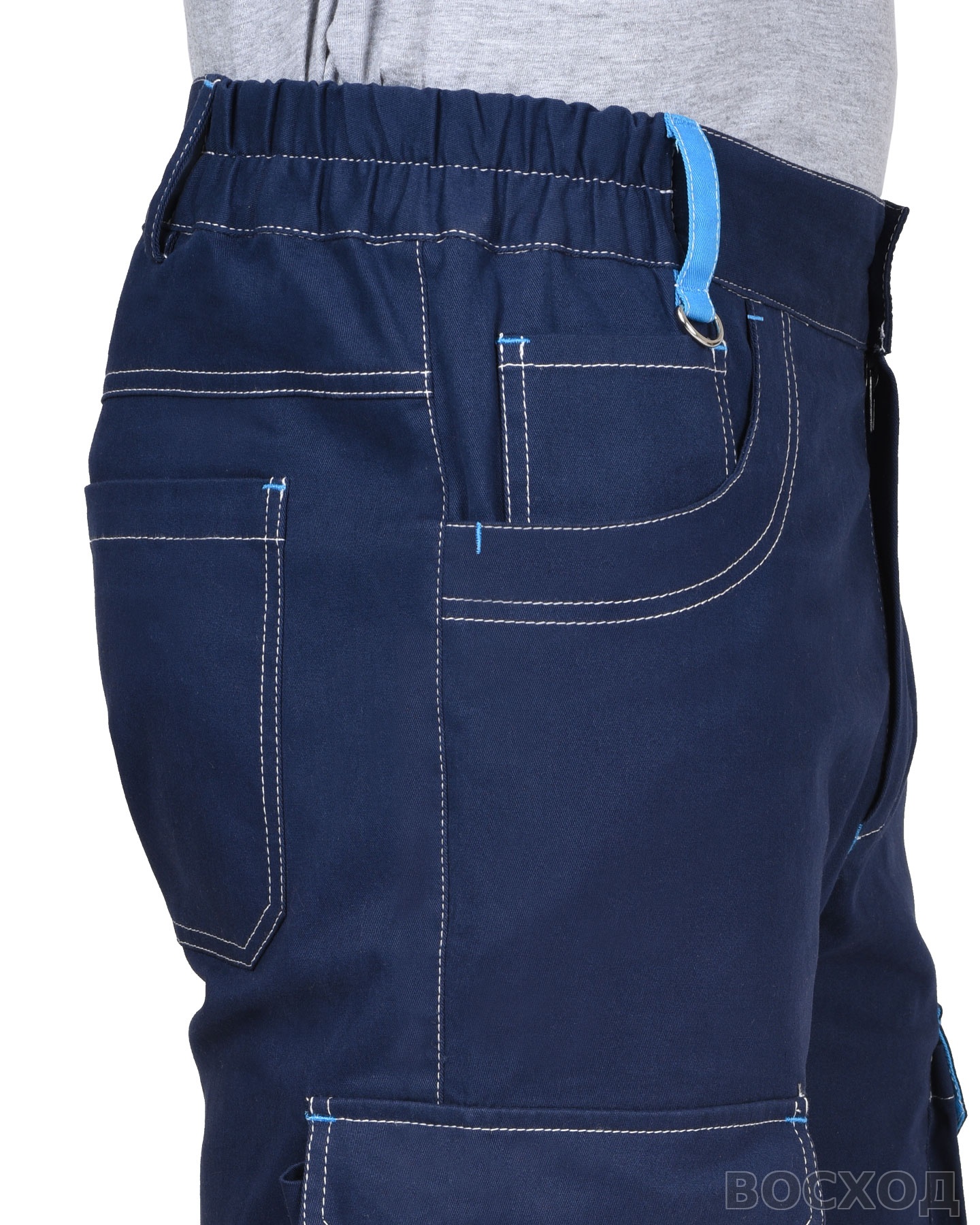Брюки СИРИУС-ДЖЕТ синие с голубым тк. мех. стрейч с ВО