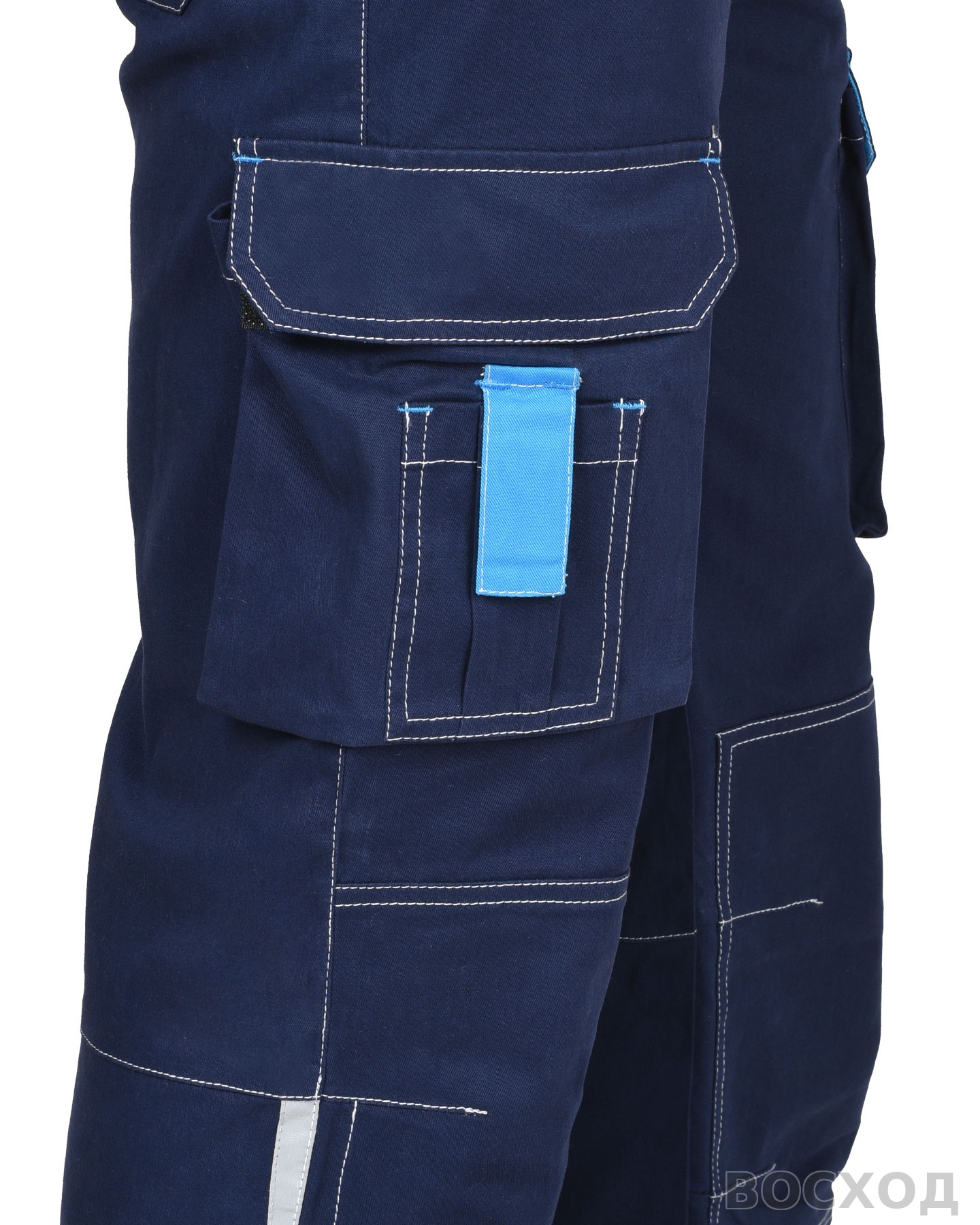 Брюки СИРИУС-ДЖЕТ синие с голубым тк. мех. стрейч с ВО