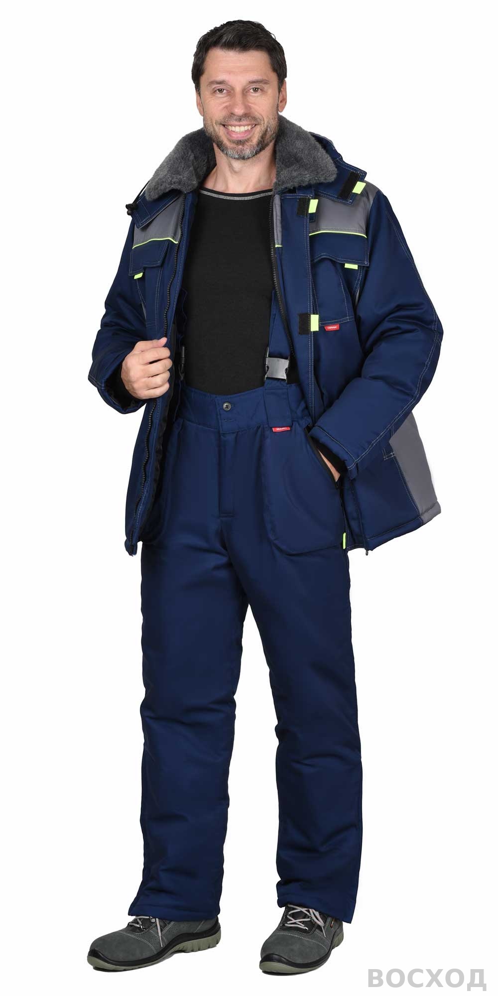 Костюм СИРИУС-ФАВОРИТ зимний: куртка, брюки т. со ср.серым