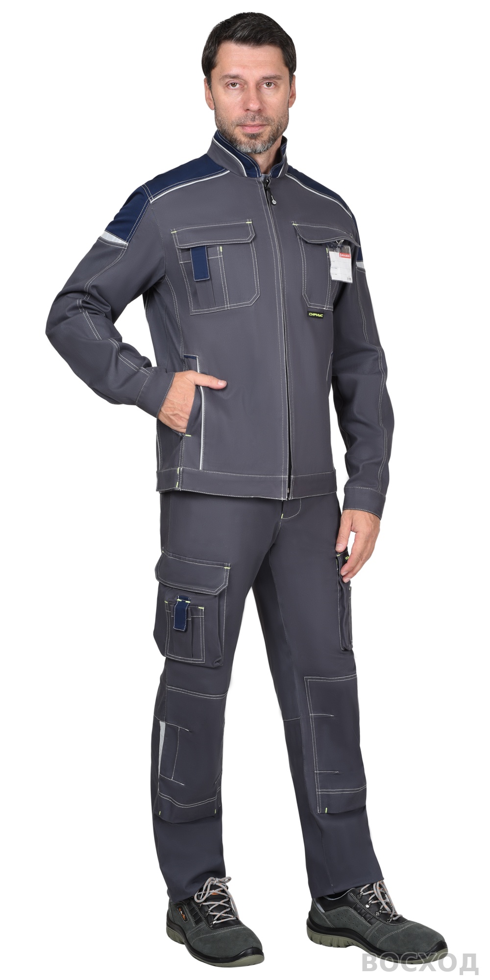 Костюм СИРИУС-ДЖЕТ куртка, брюки т- с синим тк. мех. стрейч с ВО